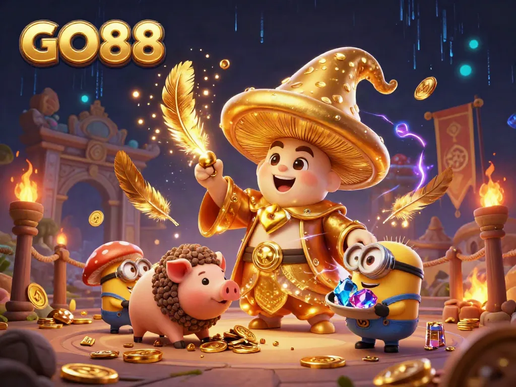 Experience the vibrant gaming energy of GO88 with gold magic, adventure, and dynamic casino elements.