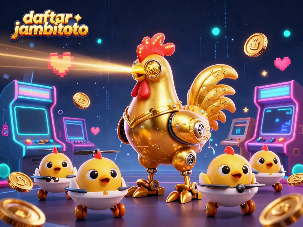 Engage in daftar jambitoto with our unique golden rooster robot guiding your winning journey in this vibrant casino world.