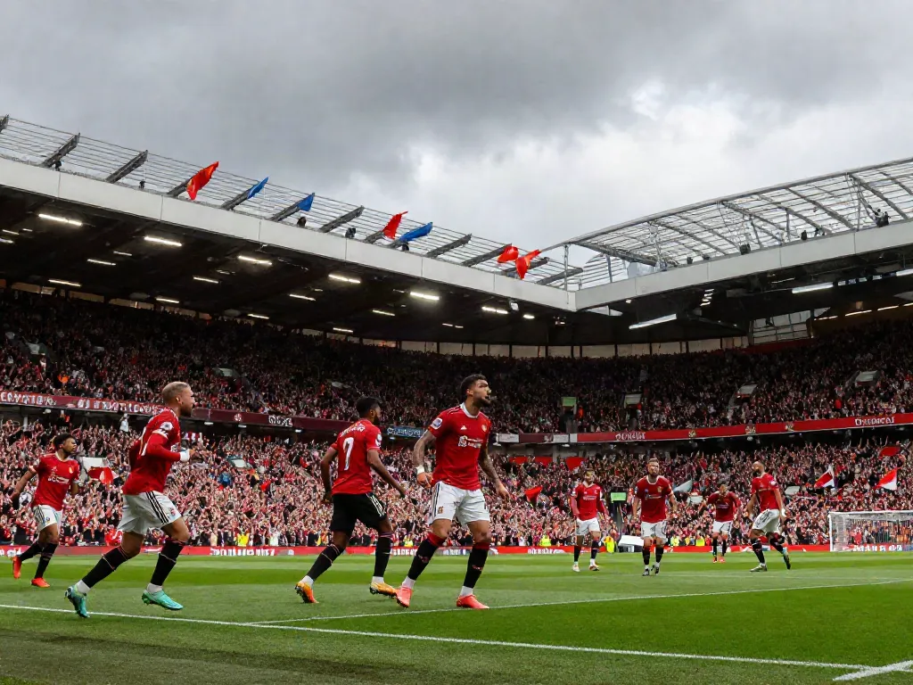 Intense moment of Manchester United vs Liverpool match, highlighting the fierce rivalry, showcasing players and fan enthusiasm.