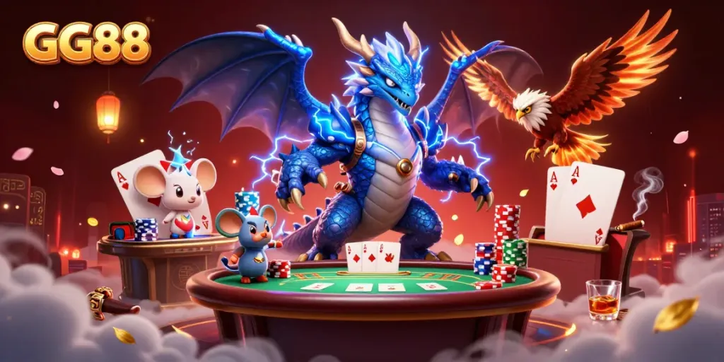 Experience the electrifying world of GG88 with fierce characters and vibrant casino elements.
