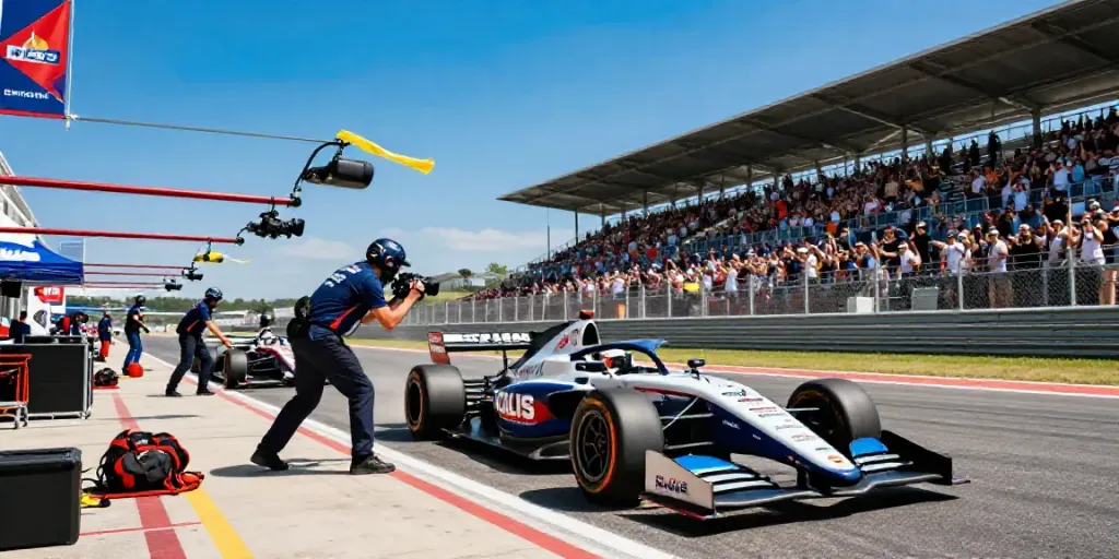 Situs Super33 racing event featuring a vibrant racetrack and skilled driver.