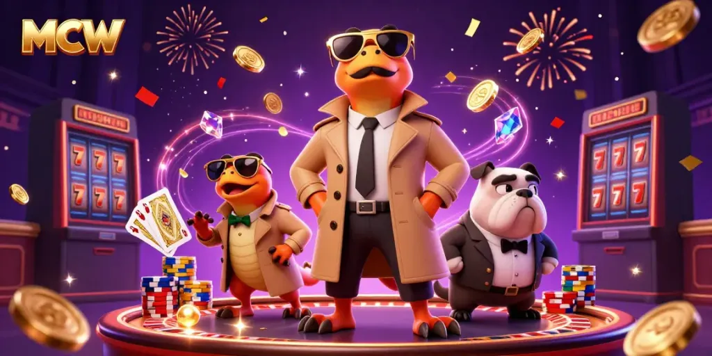 Win big with MCW as three raptors in a trench coat try to sneak into a VIP casino lounge.