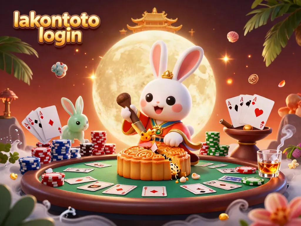 Gambarlah elemen kasino interaktif dengan lakontoto login bersama karakter kelinci bulan.