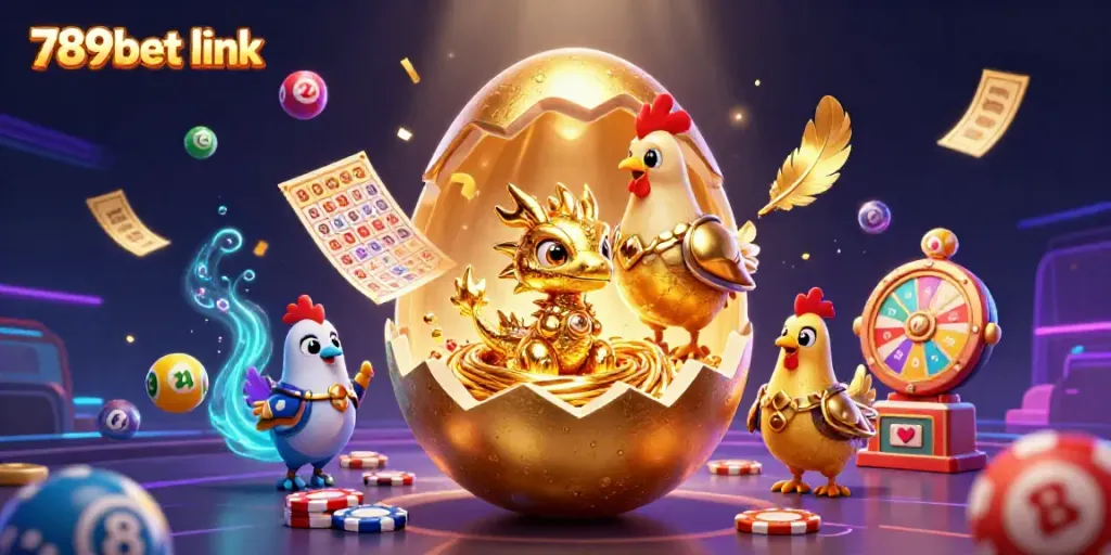 Engage with the thrilling 789bet link in this vibrant 3D casino-themed illustration.