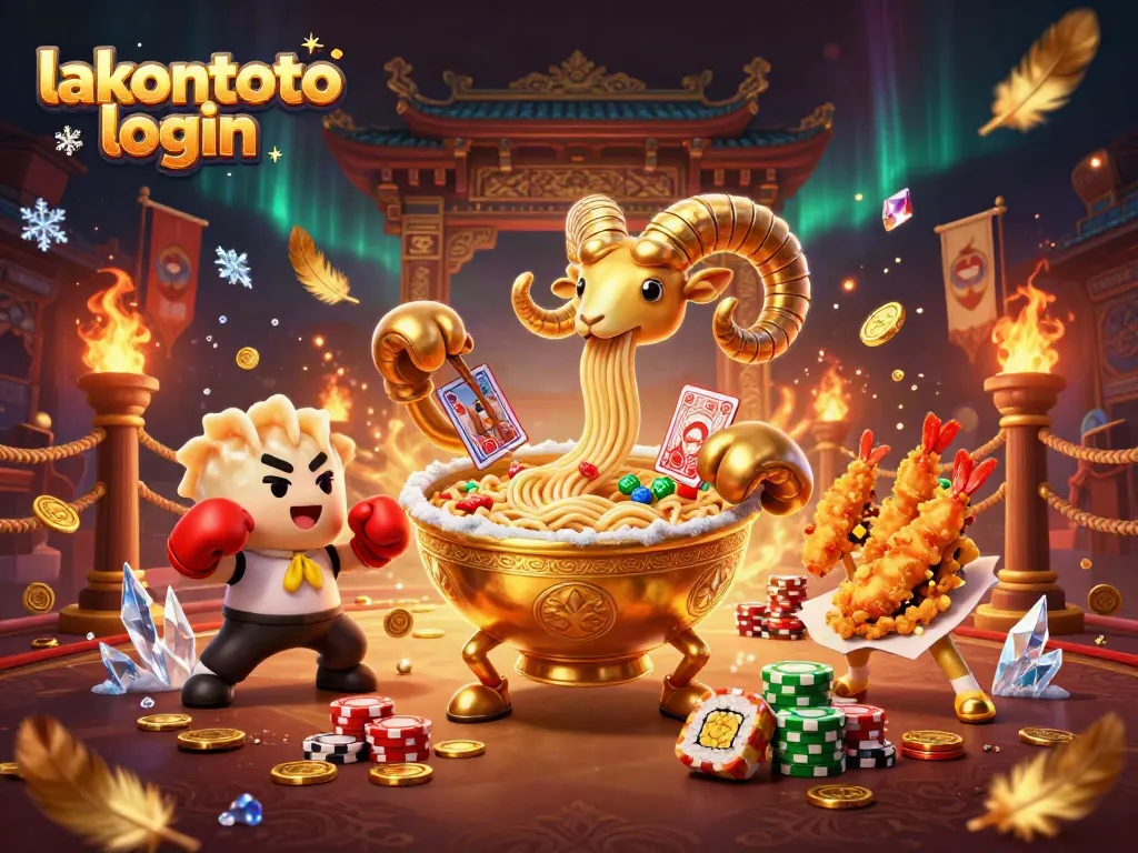 Mengakses lakontoto login dengan gambar karakter 3D dan elemen kasino imersif.