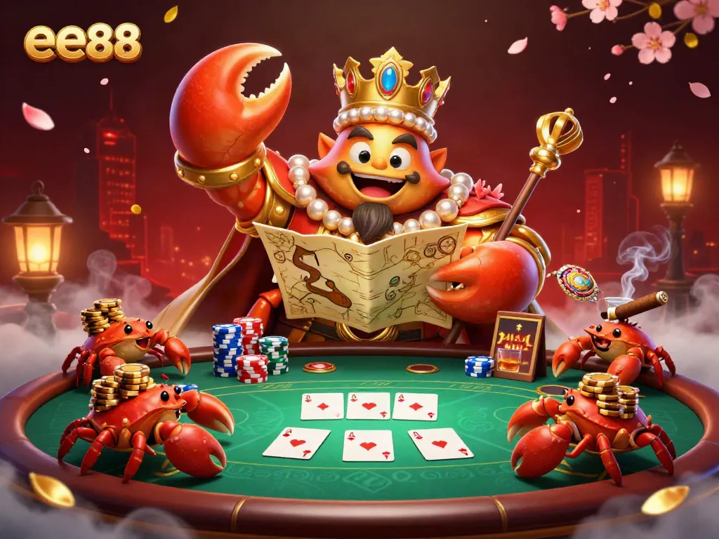 Play exciting poker with ee88 and witness the golden crab emperor representing wealth and entertainment.