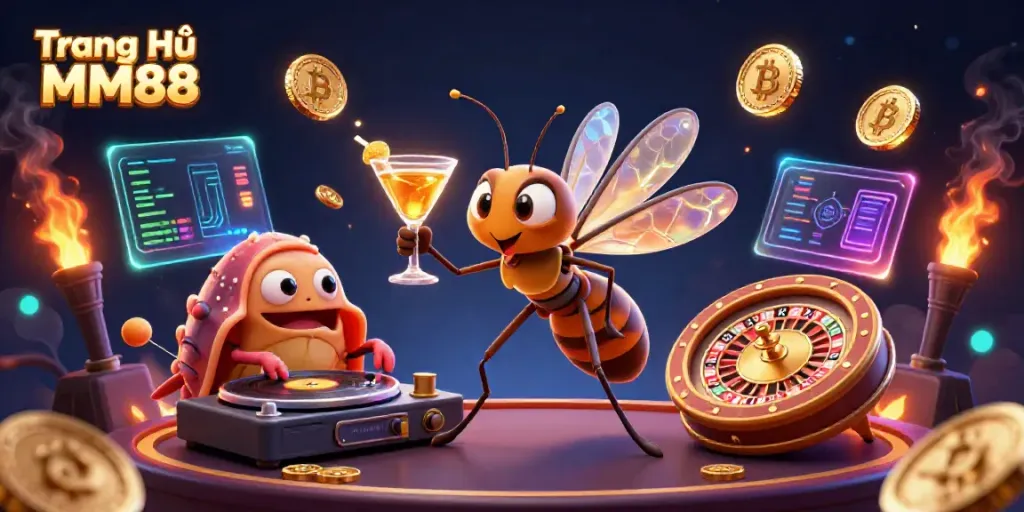 Engage in exciting gameplay at Trang Chủ MM88 with a vibrant casino atmosphere featuring unique 3D characters.
