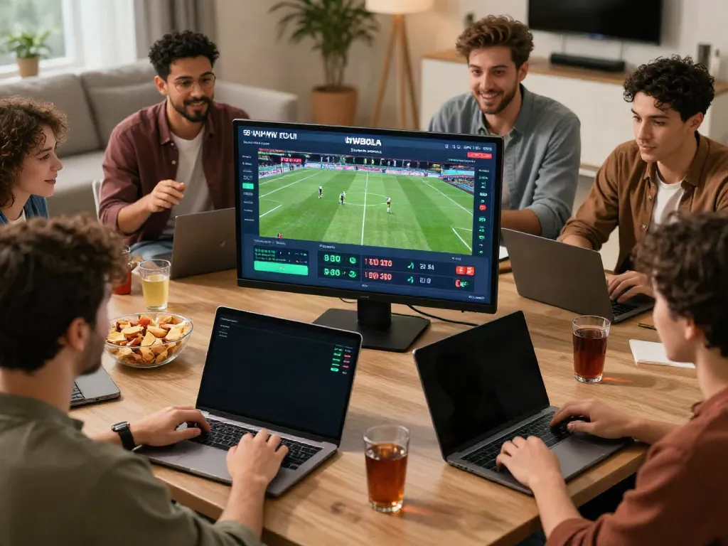 Exciting sports betting on WWBOLA with friends enjoying live matches.