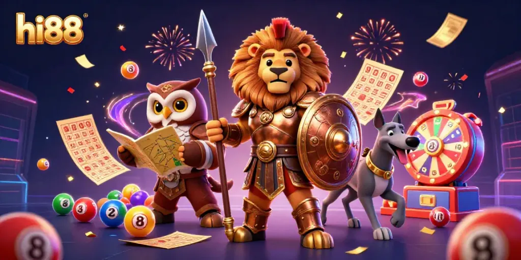 Experience exciting gameplay at hi88 with dynamic gaming elements and vibrant characters illustrating online casino fun.