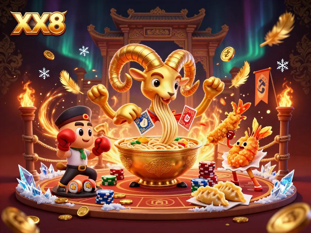 Experience the XX8 gaming excitement with vibrant characters and dynamic casino elements in a rich 3D visual.